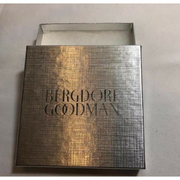Bergdorf Goodman Logo Empty Box Silver Cardboard Gift 4" x 4" x 1" - Picture 2 of 6